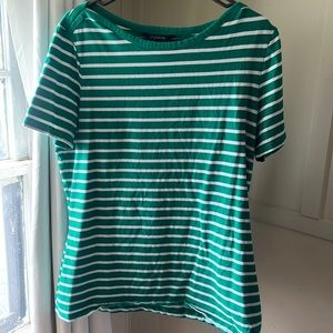 Long tall sally green and white striped top.  Size large.